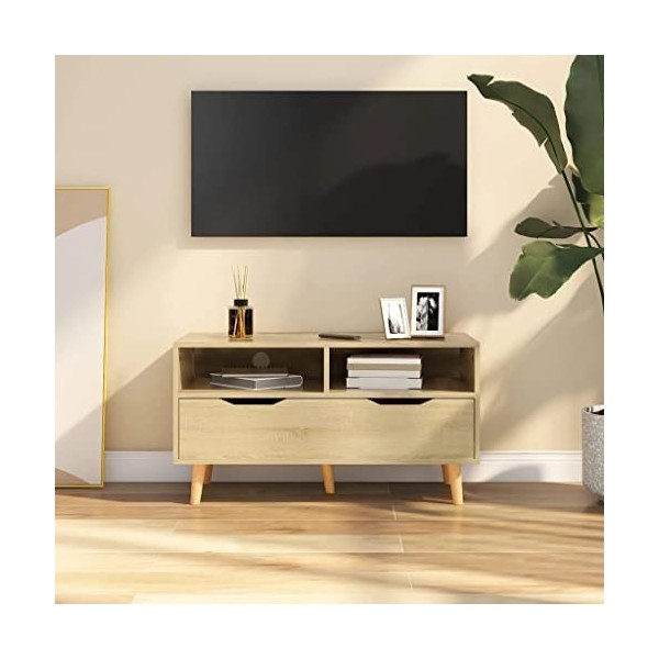 TECHPO Centres de divertissement et meubles TV, meuble TV en chêne sonoma, 90 x 40 x 48,5 cm, bois dingénierie