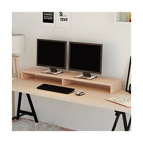 Tidyard Support de Moniteur/Support TV en Aggloméré Robuste et Durable Design Elégant 118 x 23,5 x 9 cm Beige