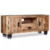 Festnight Meuble TV en Bois de Manguier Brut Style Industriel 120 x 30 x 50 cm