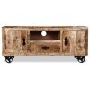 Festnight Meuble TV en Bois de Manguier Brut Style Industriel 120 x 30 x 50 cm