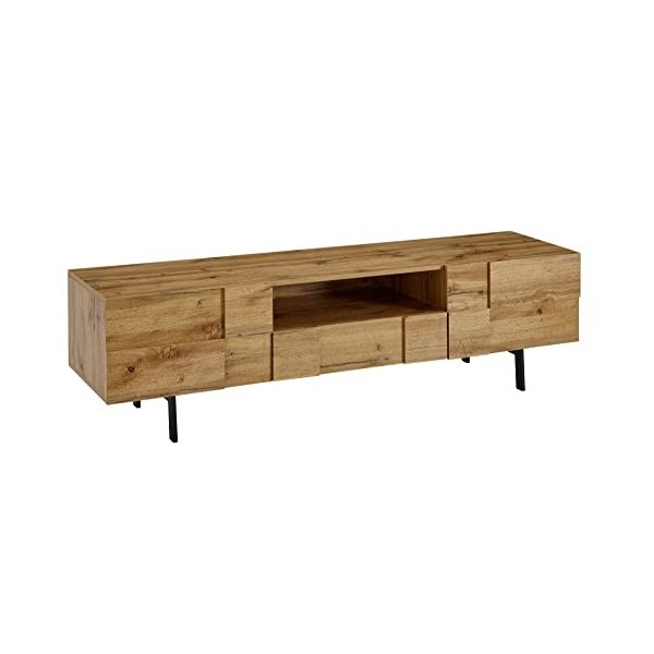 Wohnling lowboard bois décor chêne 160x46x43 cm Meuble TV à deux portes | Meuble TV design haut | Meuble TV Meuble TV moderne