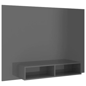 Meuble TV mural Gris brillant 135x23,5x90 cm Aggloméré