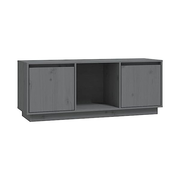 Meuble TV Gris 110,5x35x44 cm Bois de pin massif