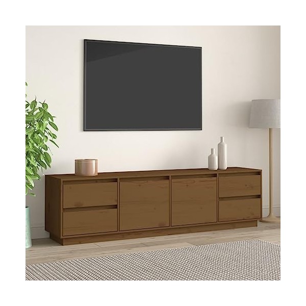 FAMIROSA Meuble TV Marron Miel 176x37x47,5 cm Bois de pin Massif 28.5KG 