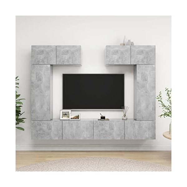 Générique Ensemble de Meuble TV 6 pcs Gris béton Aggloméré,82.3 KG,3079119, Meubles, Meubles TV
