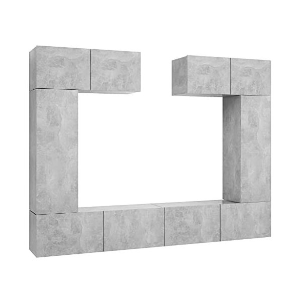 Générique Ensemble de Meuble TV 6 pcs Gris béton Aggloméré,82.3 KG,3079119, Meubles, Meubles TV