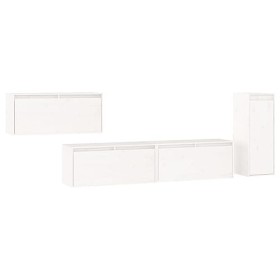 Générique Meubles TV 4 pcs Blanc Bois Massif de pin,32.38 KG,3100220, Meubles, Meubles TV