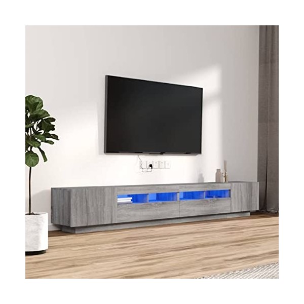 Festnight Meuble TV LED,Meuble TV scandinaves,Meuble TV Moderne,Banc TV,Meuble TV avec lumières LED,Armoire Centre de Diverti