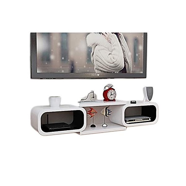 SORVA Meuble TV, Lowboard TV, Étagères flottantes, Étagère Flottante pour Meuble TV, 110/130/140/160CM, Console multimédia Mu