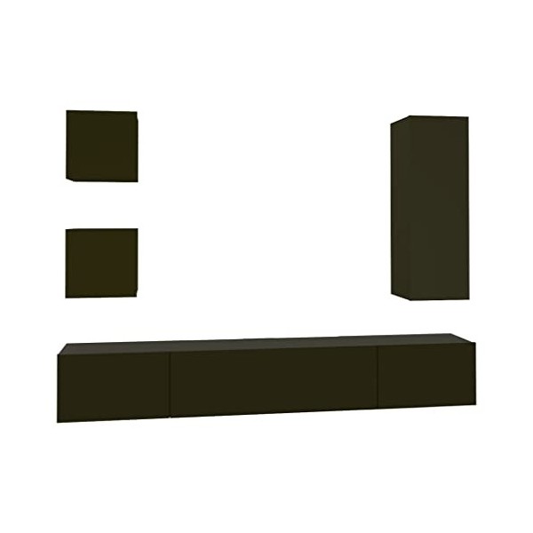 ZEYUAN Ensemble de Meubles TV 5 pcs Noir Bois dingénierie,Meuble TV,Table Basse Salon Meuble TV,Table Basse LED Couleurs