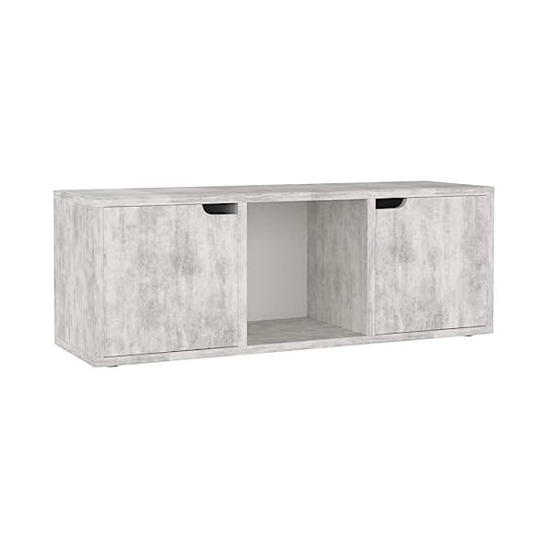 VEEKI Meuble TV, Meuble TV Suspendu, Meuble TV Blanc, Meuble TV Industriel, Meubles de Salon, Salon, Chambre, Cadre en Acier,