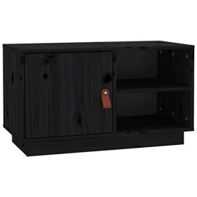 XLUMIO Meuble TV noir 70x34x40 cm bois massif pin