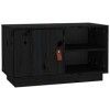 XLUMIO Meuble TV noir 70x34x40 cm bois massif pin