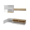 LOUNGITUDE Mur de Salon Meuble TV, Panneau stratifié, Blanc/Bois, L175 x P39 x H34cm