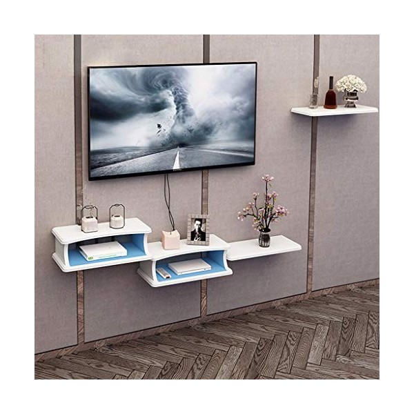 Meuble de télévision mural Meuble de chambre à coucher Salon Étagère mural Étagère flottante Set Coffret décodeur Routeur Sky