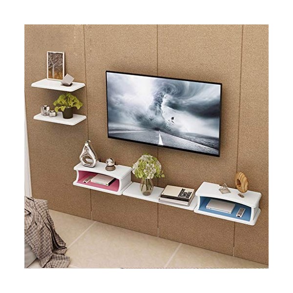 Meuble de télévision mural Meuble de chambre à coucher Salon Étagère mural Étagère flottante Set Coffret décodeur Routeur Sky
