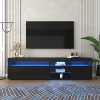 I0I&I0I Meuble TV moderne, panneau clair, éclairage LED variable, salon et salle à manger, 180 cm noir 