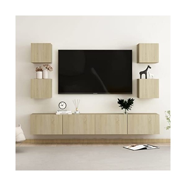 Meuble TV,Meuble TV Bas Table TV Support de Télévision en Bois pour Salon Chambre Salle à Manger,Support pour Téléviseur Jusq