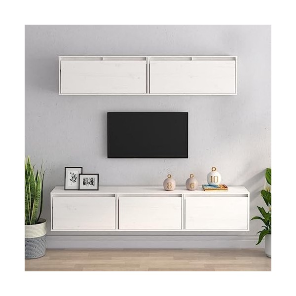 Générique Meubles TV 5 pcs Blanc Bois Massif de pin,35.23 KG,3100150, Meubles, Meubles TV