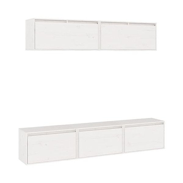 Générique Meubles TV 5 pcs Blanc Bois Massif de pin,35.23 KG,3100150, Meubles, Meubles TV