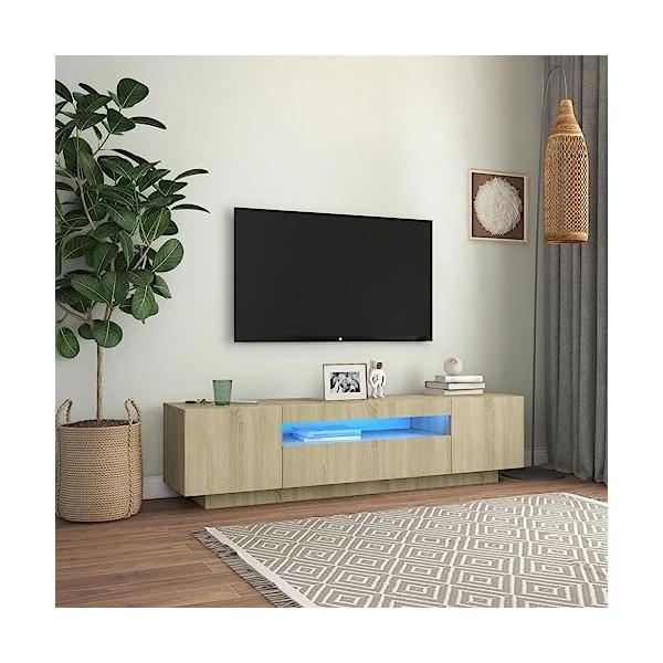 RAUGAJ Centres de divertissement et meubles TV - Meuble TV avec lumières LED - Chêne Sonoma - 160 x 35 x 40 cm - Meuble TV