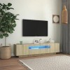 RAUGAJ Centres de divertissement et meubles TV - Meuble TV avec lumières LED - Chêne Sonoma - 160 x 35 x 40 cm - Meuble TV