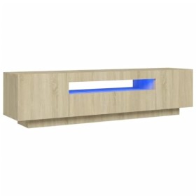 RAUGAJ Centres de divertissement et meubles TV - Meuble TV avec lumières LED - Chêne Sonoma - 160 x 35 x 40 cm - Meuble TV