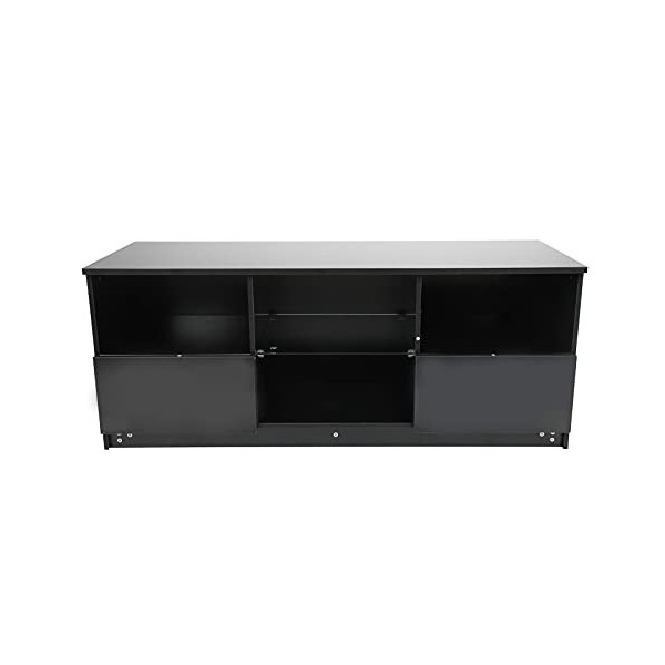 Meuble TV bas avec éclairage LED - Meuble TV moderne - Meuble de rangement pour salon, chambre à coucher - Noir