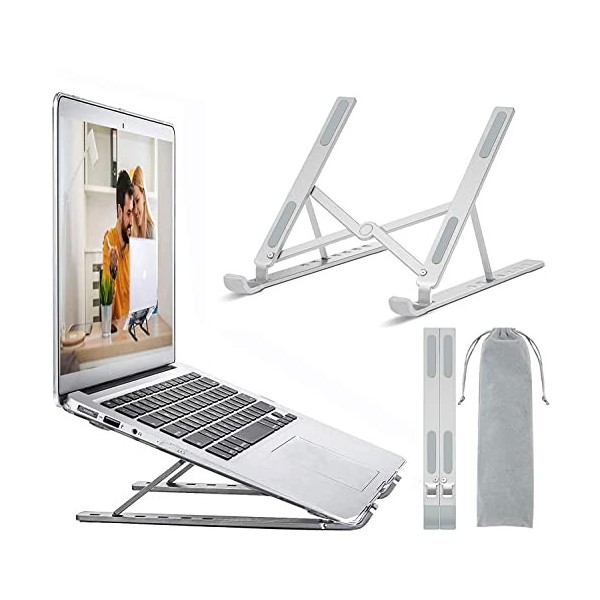 OUGEP Support pour Ordinateur Portable, Pliable et réglable en Hauteur, Compatible avec MacBook Pro Air, iPad, Lenovo, HP Tou