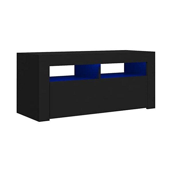 GANDUS Meuble TV avec lumières LED Noir 90 x 35 x 40 cm