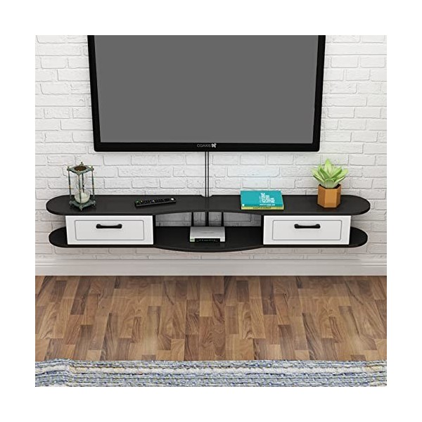 FPIGSHS Meuble TV Suspendu Bois,Meuble TV Mural,Console Multimédia Murale,Étagère Meuble de Télévision Mural,Étagères de Déco