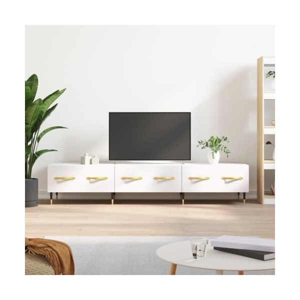 RAUGAJ Centres de divertissement et supports TV, meuble TV blanc, 150 x 36 x 30 cm, bois dingénierie