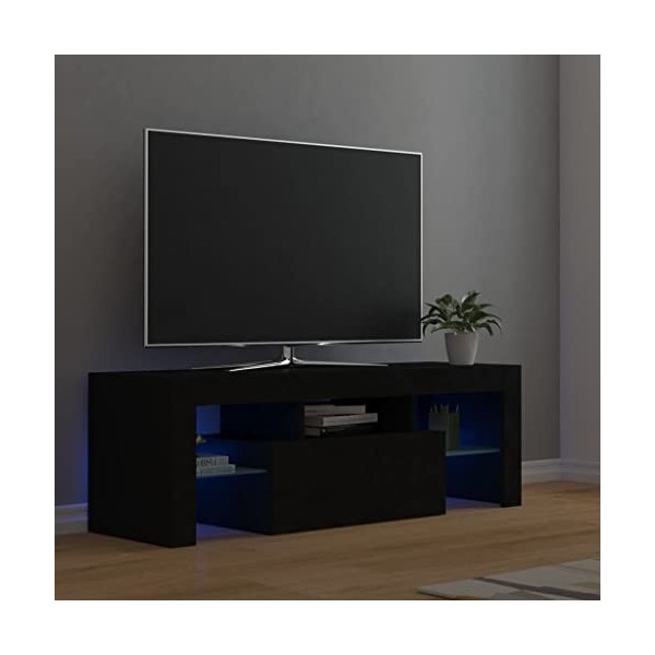 SEVSO Meuble TV avec lumières LED Noir 120 x 35 x 40 cm