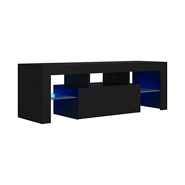 SEVSO Meuble TV avec lumières LED Noir 120 x 35 x 40 cm