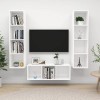lvssiao Modulo TV Meuble de salon Ensemble de meuble TV 3 pièces aggloméré Blanc Table TV facile à nettoyer pour chambre à co