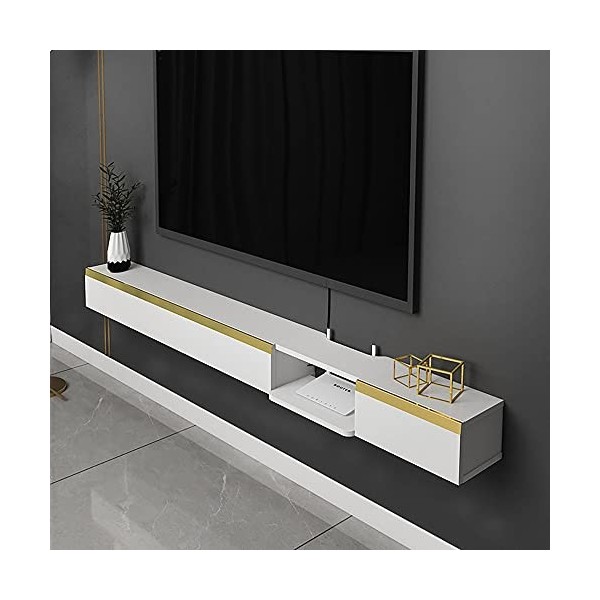 Centre multimédia Mural Minimaliste, unité de Divertissement Flottante Ultra-Mince étroite, Petit Meuble Suspendu pour Chambr
