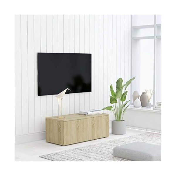 Ksodgun Meuble TV Armoire Basse Meuble Divertissement Meuble Multimédia avec 3 Tiroirs Salon Maison Intérieur Blanc Brillant 