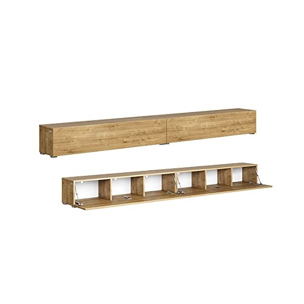 Platan Room - Meuble TV bas - 105/140/160/210/280 - À suspendre ou à poser 280 x 30 x 32&nbsp;cm, mat, chêne doré 