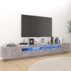 Higsose Meuble TV Salon avec Lumières LED RVB Gris Béton 260x35x40 cm Aggloméré Armoire Multimédia Rangement Ample Ranger Soi