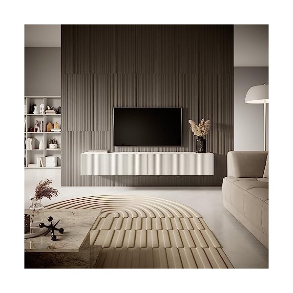 Selsey VELDIO Meuble TV, Melamine, Blanc, 175 cm