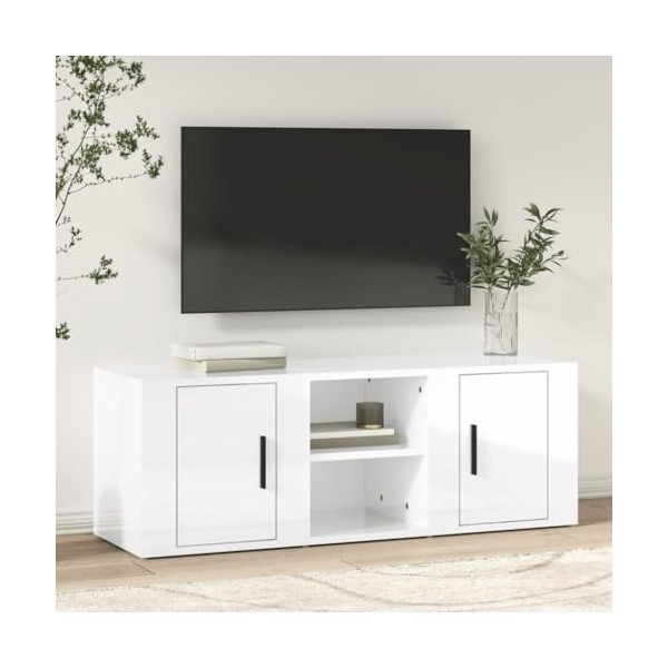 VEEKI Meuble TV, Meuble TV Suspendu, Meuble TV Industriel, Meuble TV Bois, Meuble Chambre, Convient pour Salon ou Chambre, Bl