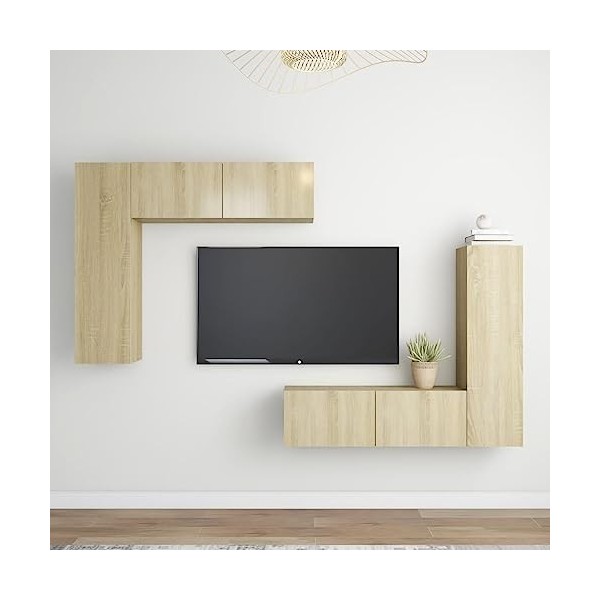 Ensemble de Meubles TV 4 pcs Chêne Sonoma Aggloméré - Meuble TV, Armoire Basse Centre, Support Télé pour Salon Chambre,