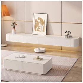 Meuble TV Flottant, Meuble TV Mural, Rangement pour Console Média, Support De Pièces De Rangement avec Trou pour Câble Électr