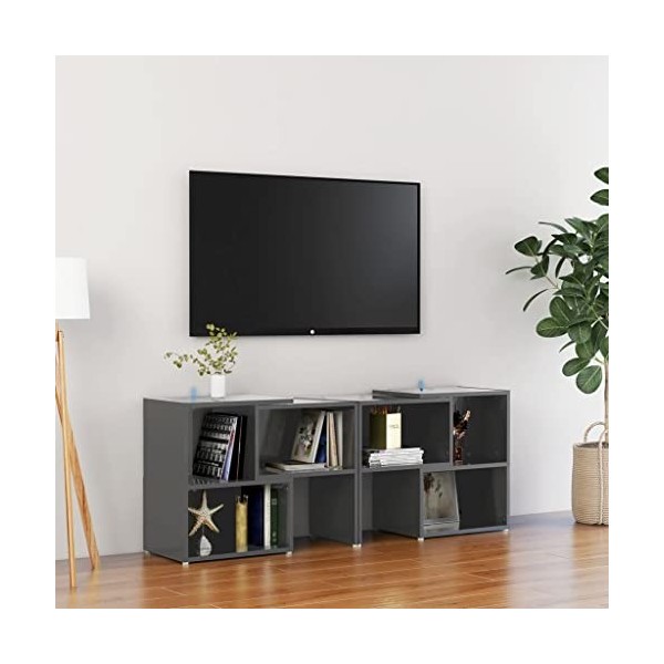 Meuble TV Gris Brillant 104x30x52 cm Aggloméré,26.2 KG,808358, Meubles, Meubles TV