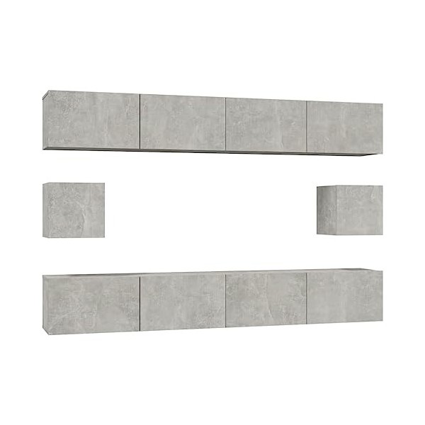 vidaXL Ensemble de Meubles TV 6 pcs Gris béton Bois dingénierie