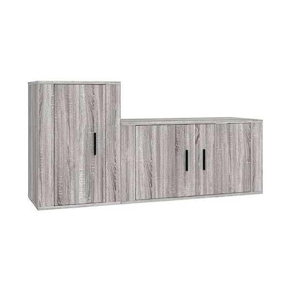 KEAAN Centres de divertissement et meubles TV, ensemble de 2 meubles TV en bois Sonoma gris