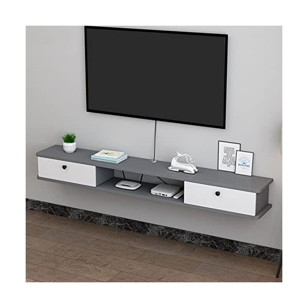 Meuble TV Mural Meuble TV Flottant Étagère TV Murale Centre de Divertissement Console Média Étagères de Rangement pour Meuble