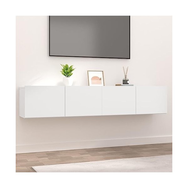 SEVSO Lot de 2 meubles TV en bois dingénierie Blanc 80 x 30 x 30 cm