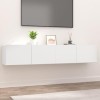 SEVSO Lot de 2 meubles TV en bois dingénierie Blanc 80 x 30 x 30 cm