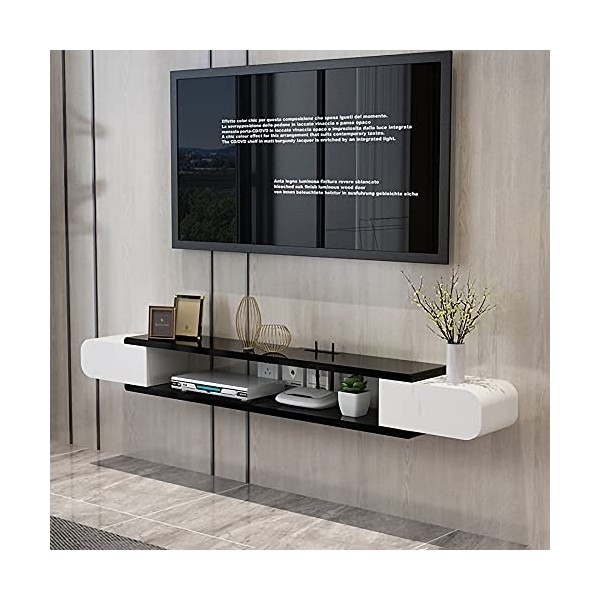 Meuble TV Armoire Murale Lowboard, Meuble TV Suspendu, Banc TV Flottant Pour Lecteur DVD Blu-Ray BoîTier de TéLéVision par Sa